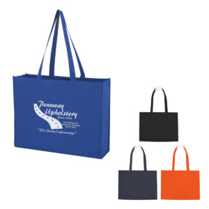 Non-Woven Shopper Tote Bag With Hook And Loop Closure