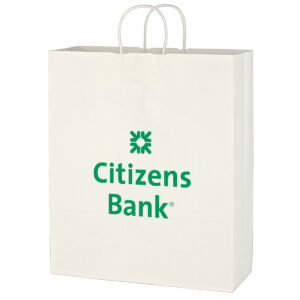 Kraft Paper White Shopping Bag - 16" x 19"