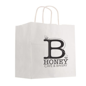 Kraft Paper White Shopping Bag - 10" x 10"